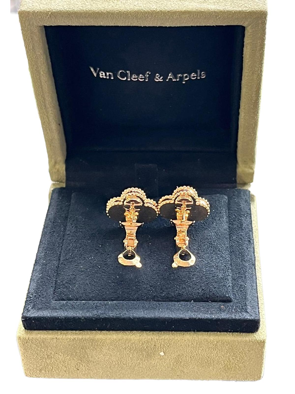 Van Cleef & Arpels Vintage Alhambra Guilloché Earrings 18K Yellow Gold 6