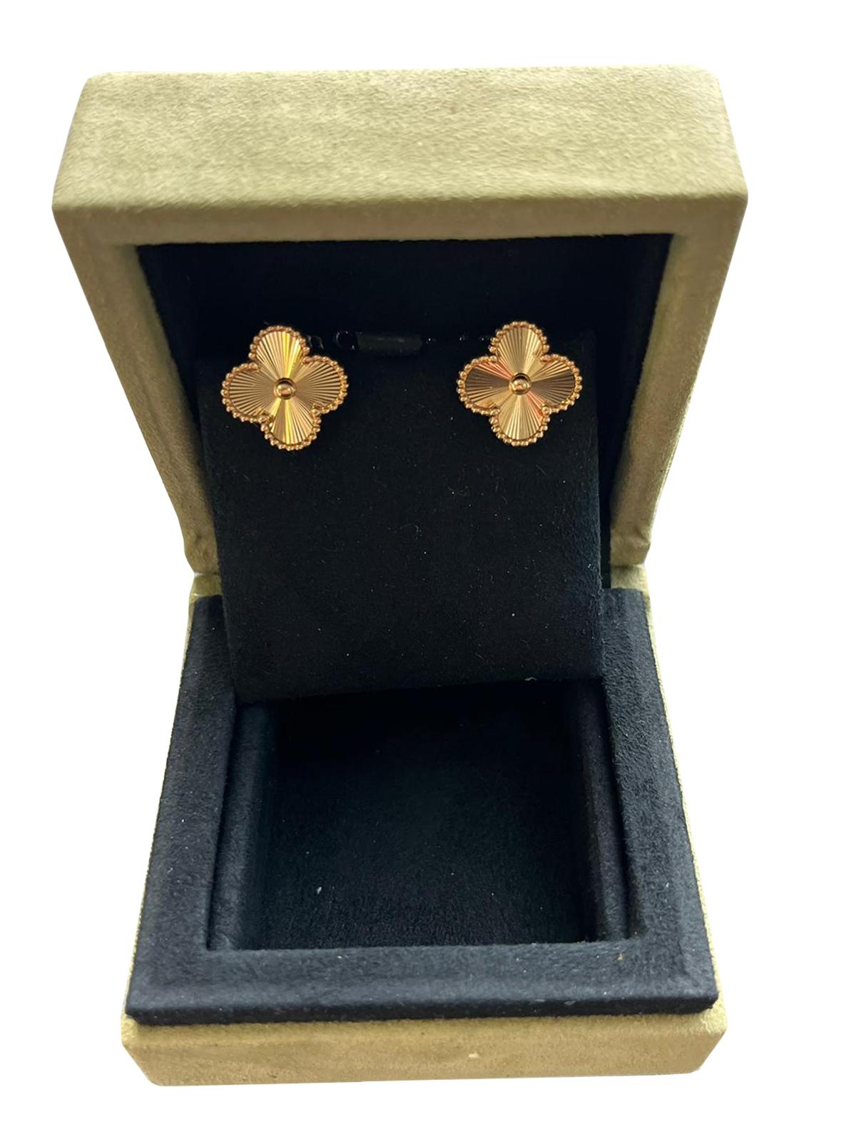 Van Cleef & Arpels Vintage Alhambra Guilloché Earrings 18K Yellow Gold In Good Condition In Aventura, FL