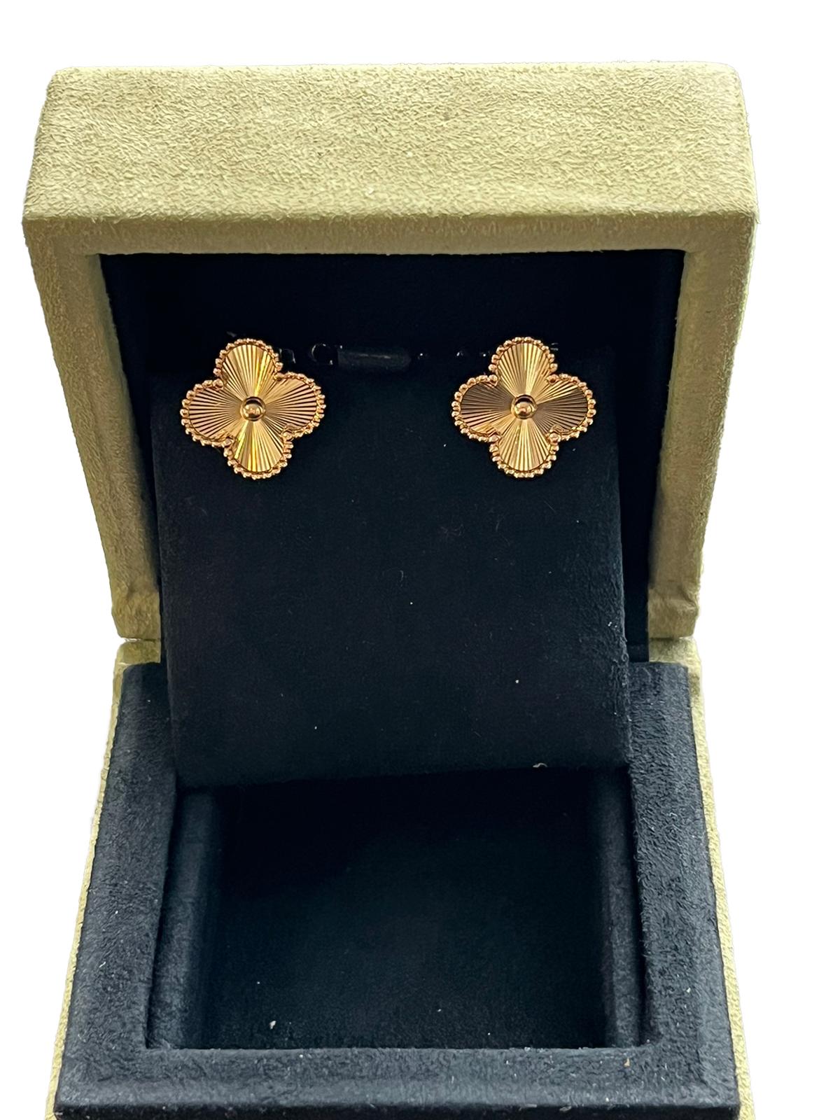 Van Cleef & Arpels Vintage Alhambra Guilloché Earrings 18K Yellow Gold 1