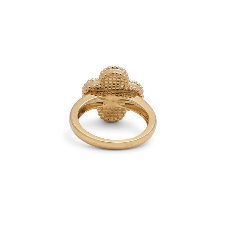 Van Cleef & Arpels Vintage Alhambra 'Guilloche' Yellow Gold Ring In Excellent Condition In New York, NY