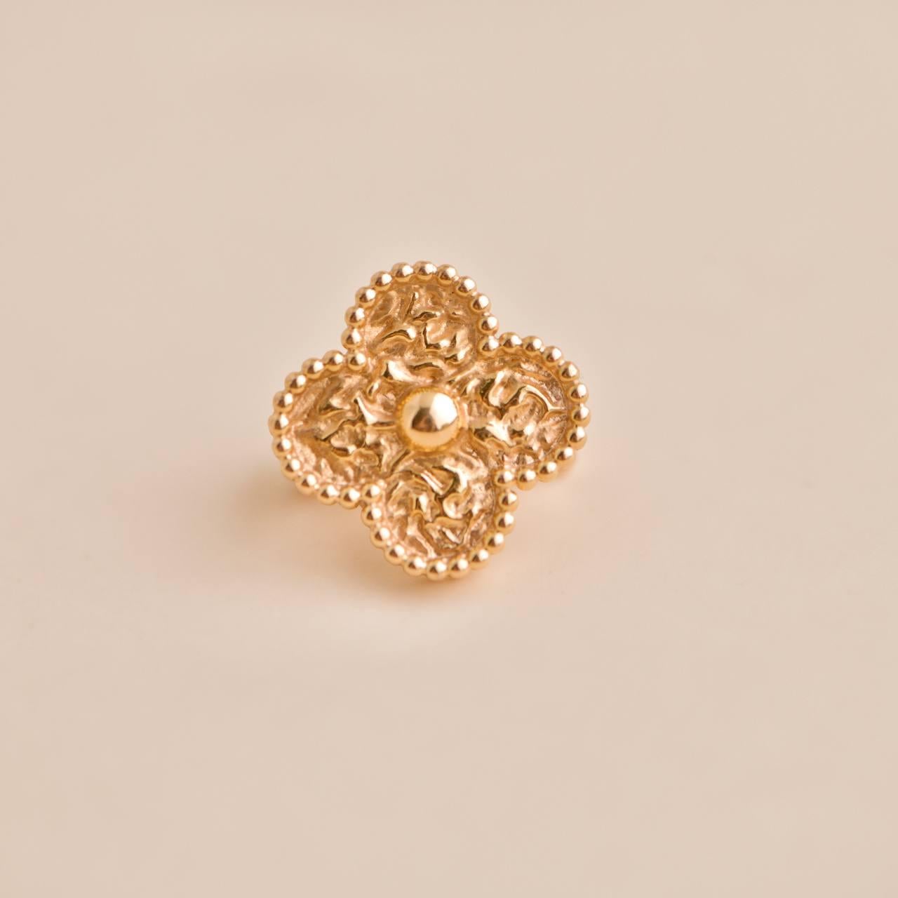 Van Cleef & Arpels Vintage Alhambra Hammered 18K Rose Gold Earrings 2