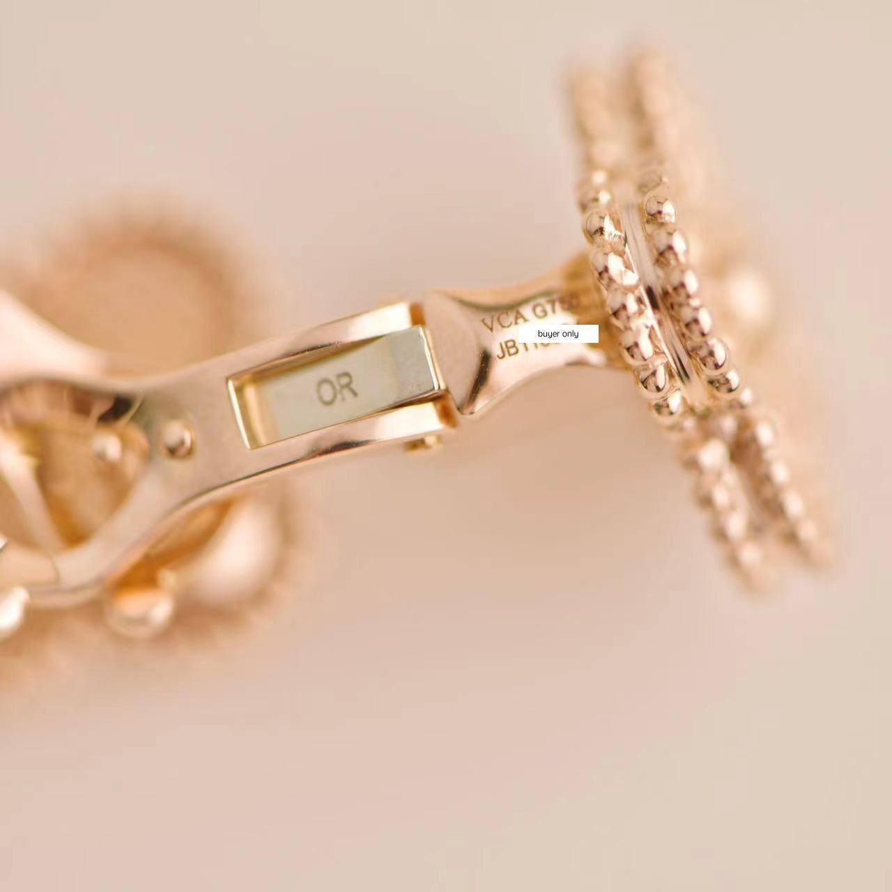 Van Cleef & Arpels Vintage Alhambra Hammered 18K Rose Gold Earrings 3