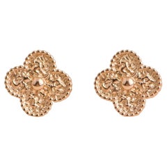 Van Cleef & Arpels Vintage Alhambra Hammered 18K Rose Gold Earrings