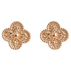Van Cleef & Arpels Vintage Alhambra Hammered 18K Rose Gold Earrings