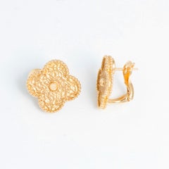 Van Cleef & Arpels Vintage Alhambra Hammered 18K Yellow Gold Earrings