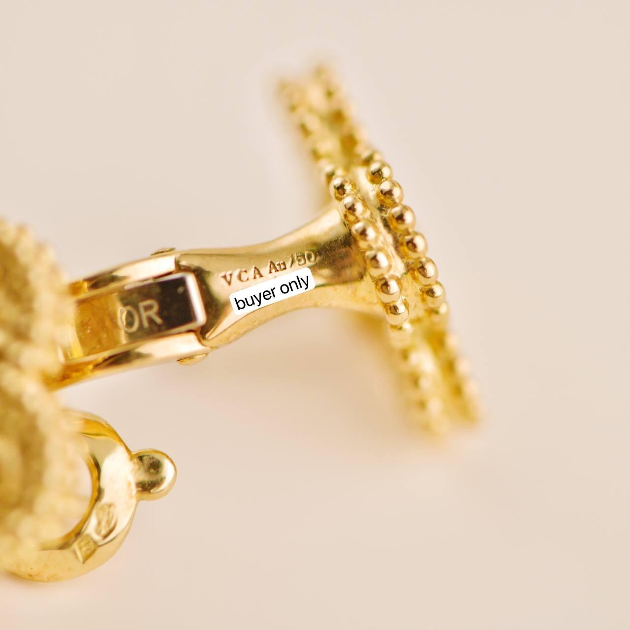 Van Cleef & Arpels Vintage Alhambra Hammered 18K Yellow Gold Earrings 4
