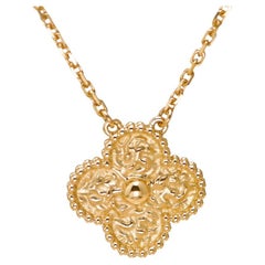 Van Cleef & Arpels Vintage Alhambra Hammered 18K Yellow Gold Necklace