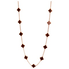 Van Cleef & Arpels Vintage Alhambra Hard Wood 20 Motif Gold Necklace