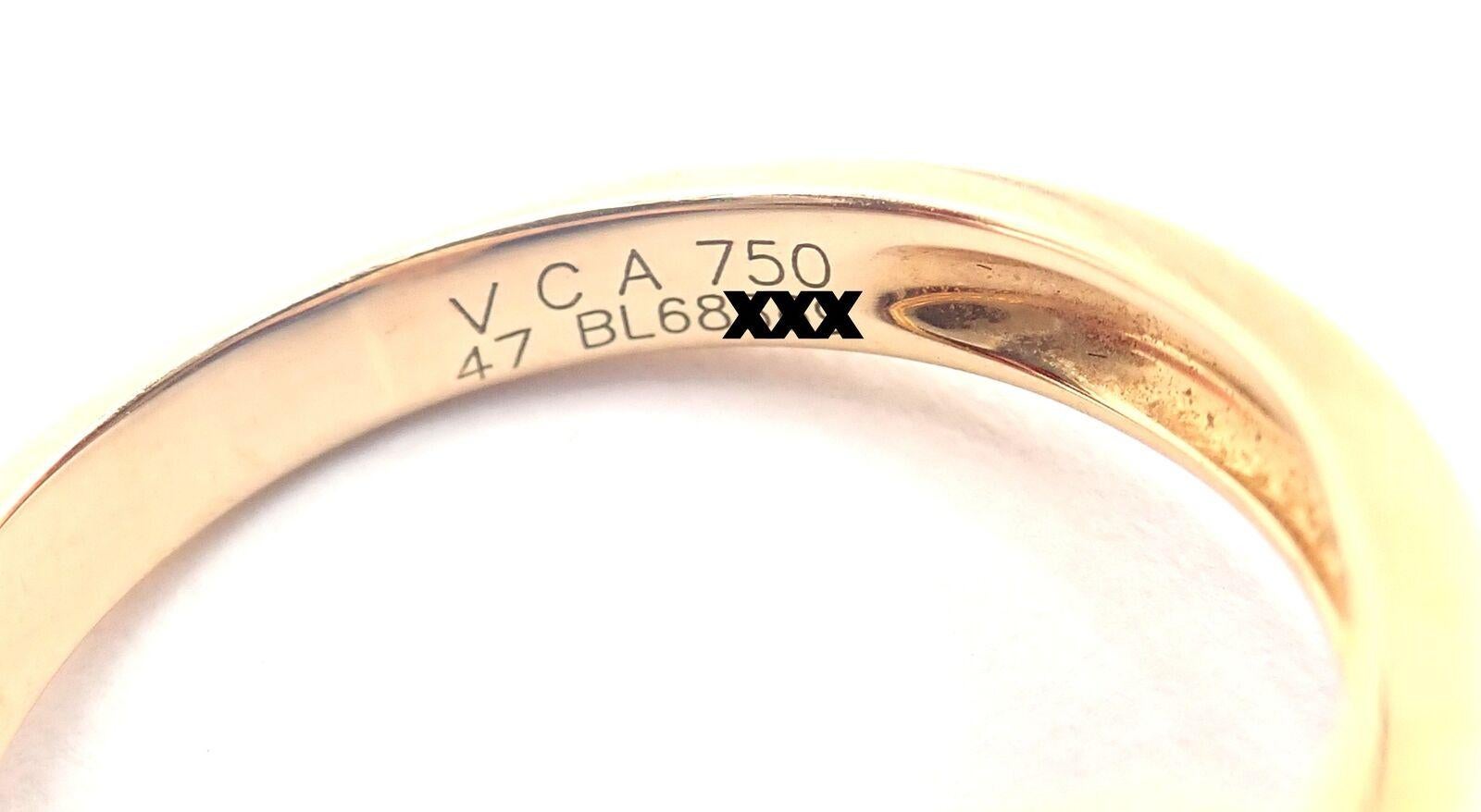 Van Cleef & Arpels Vintage Alhambra Jade Diamond Yellow Gold Ring For Sale 1