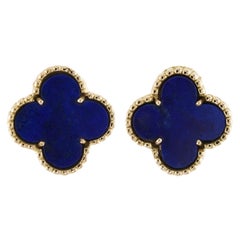 VAN CLEEF & ARPELS Vintage Alhambra Lapis Lasuli 18k Yellow Gold Clip-on Earring