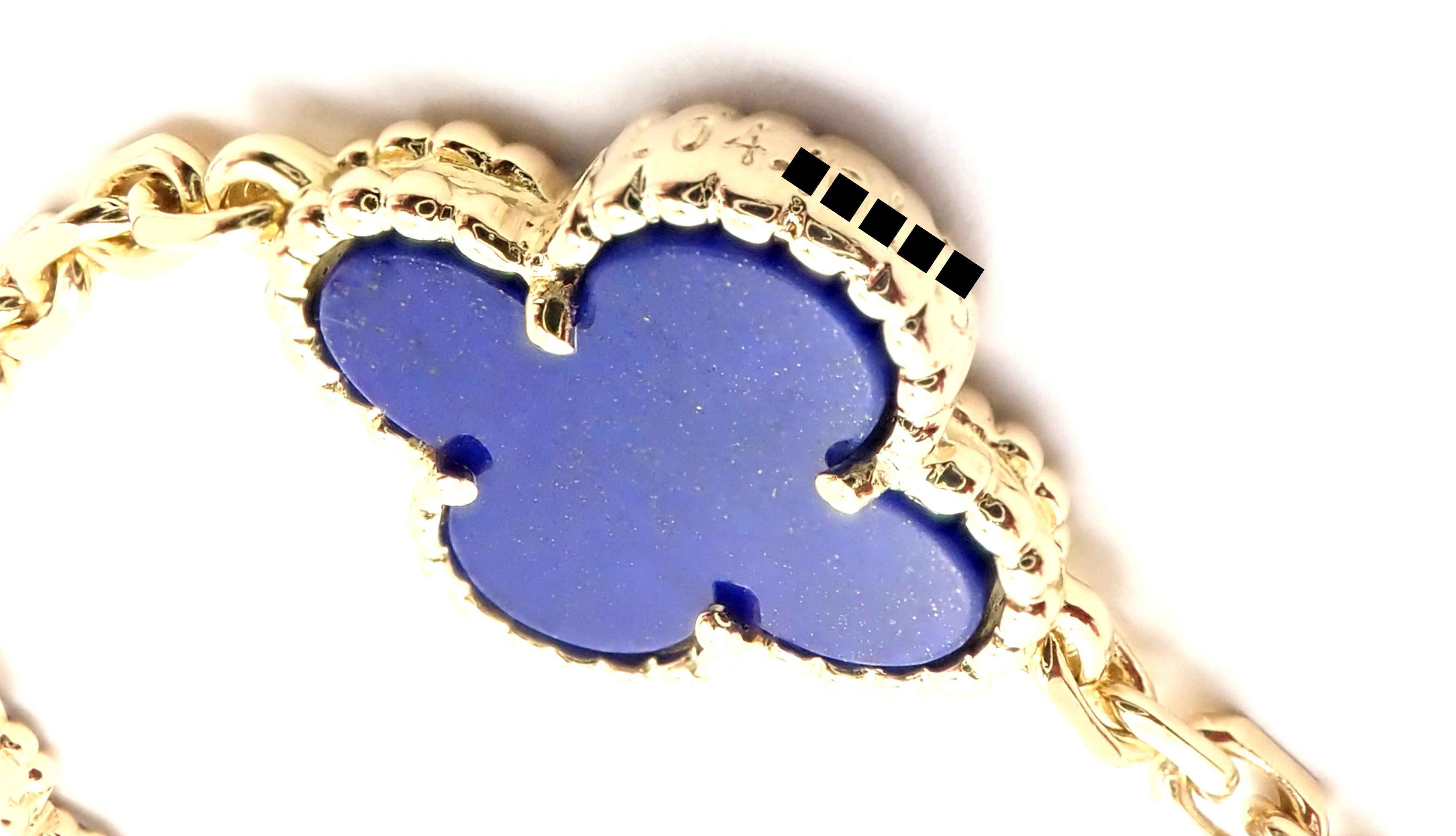 Van Cleef & Arpels Vintage Alhambra Lapis Lazuli 10 Motif Yellow Gold Necklace In Excellent Condition In Holland, PA