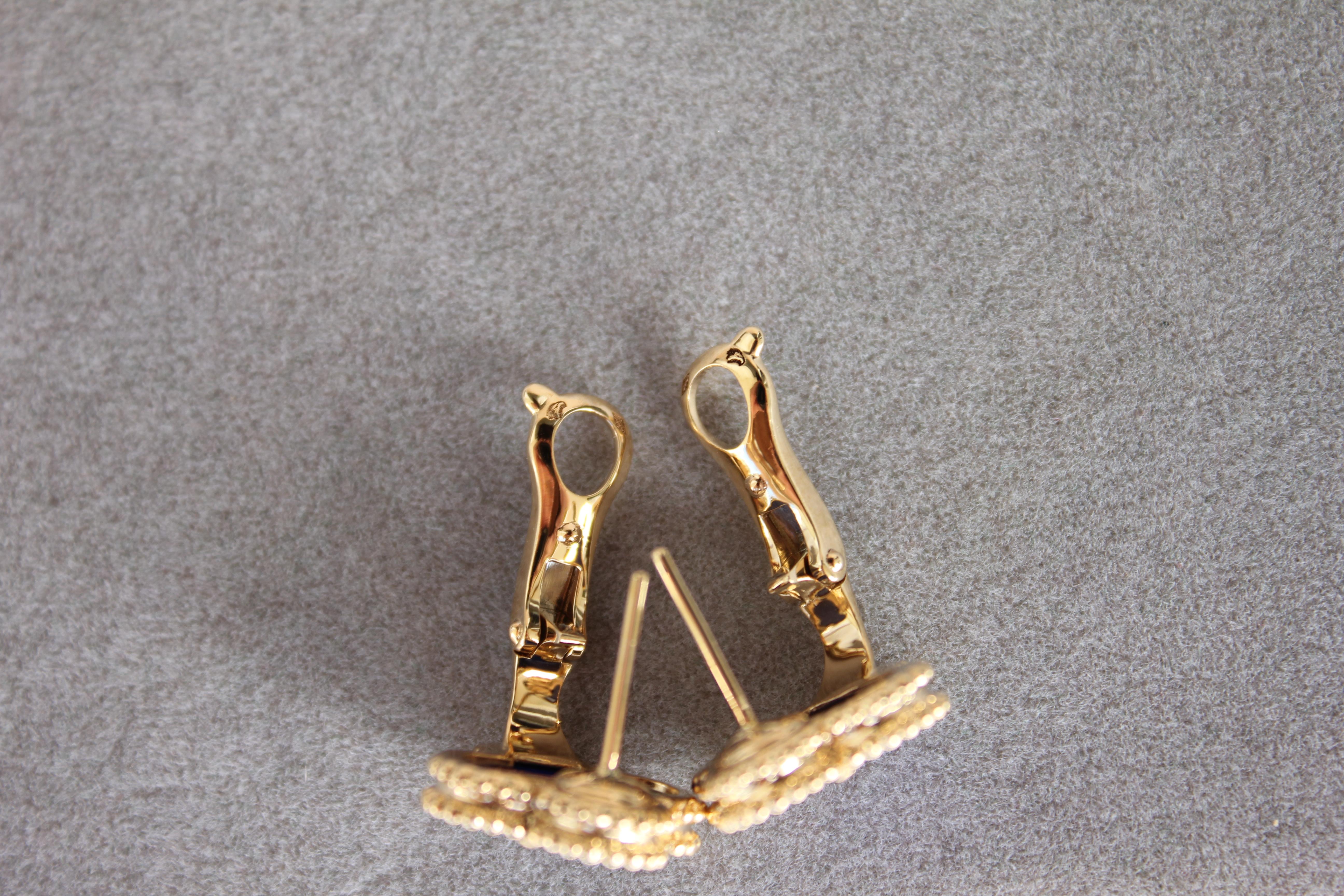 Van Cleef & Arpels Vintage Alhambra Lapis Lazuli 18K Yellow Gold Estate Earrings 5