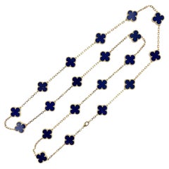 Van Cleef & Arpels Vintage Alhambra Lapis Lazuli 20 Motif 18KYG Link Necklace 