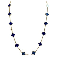 Van Cleef & Arpels Vintage Alhambra Lapis Lazuli 20 Motif Gold Necklace 