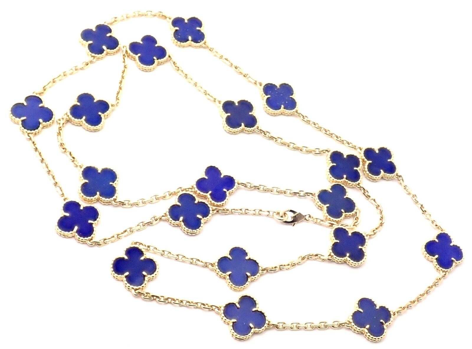 Van Cleef & Arpels Vintage Alhambra Lapis Lazuli 20 Motif Yellow Gold Necklace 1