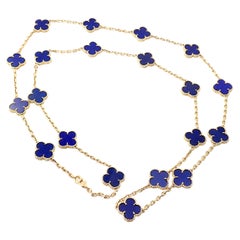 Van Cleef & Arpels Vintage Alhambra Lapis Lazuli 20 Motif Yellow Gold Necklace