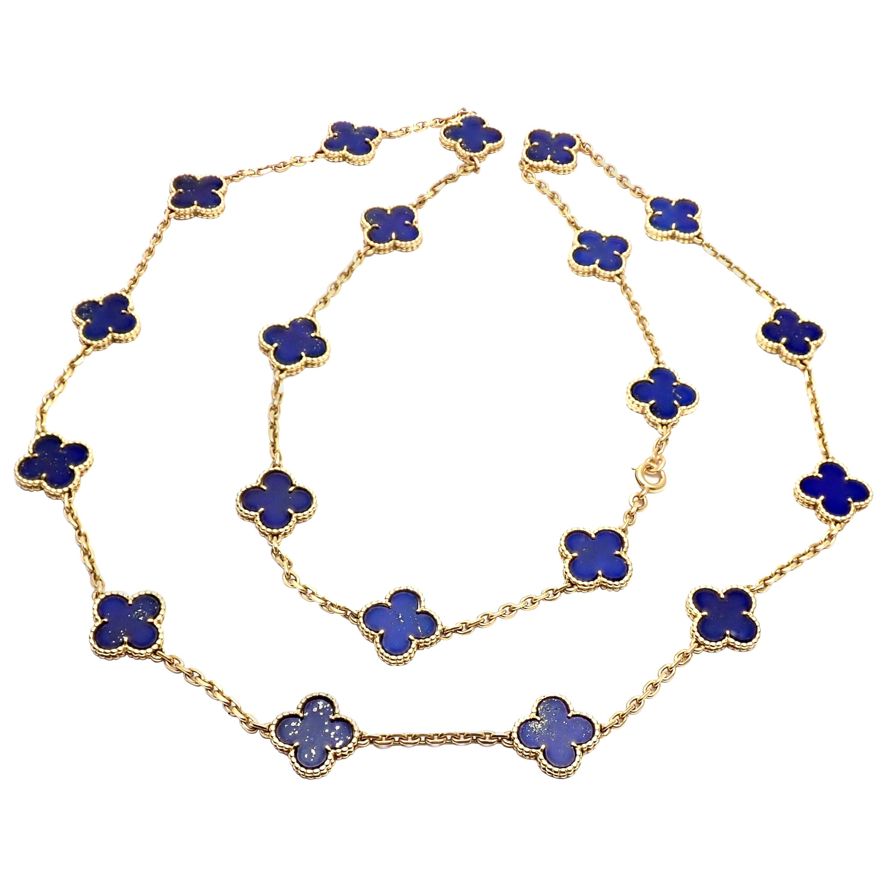 Van Cleef 
Arpels Vintage Alhambra Lapis Lazuli 20 Motif Yellow Gold Necklace