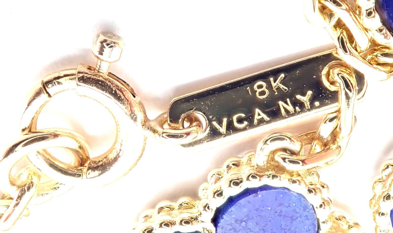 Van Cleef & Arpels Vintage Alhambra Lapis Lazuli 5 Motif Yellow Gold Bracelet 7