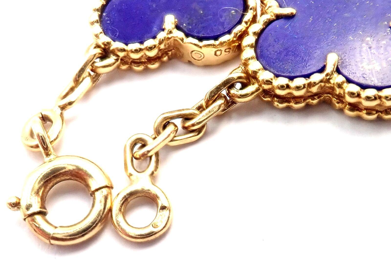 Van Cleef & Arpels Vintage Alhambra Lapis Lazuli 5 Motif Yellow Gold Bracelet 1