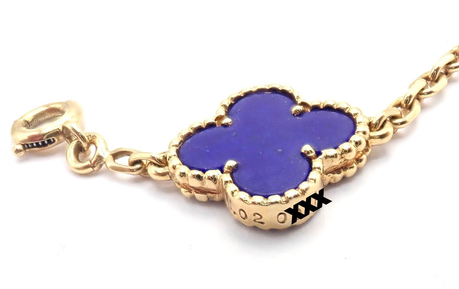 Van Cleef & Arpels Vintage Alhambra Lapis Lazuli 5 Motif Yellow Gold Bracelet 2