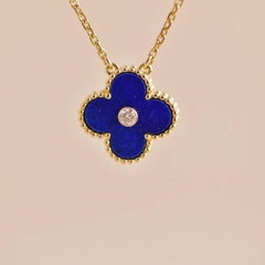 Van Cleef & Arpels Vintage Alhambra Lapis Lazuli Diamond 2010 Holiday Pendant