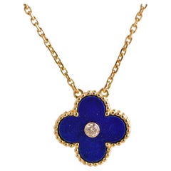 Van Cleef & Arpels Vintage Alhambra Lapis Lazuli Diamond 2010 Holiday Pendant