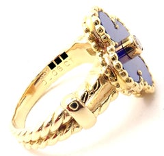 Van Cleef & Arpels Vintage Alhambra Lapis Lazuli Diamond Yellow Gold Ring
