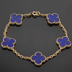 VAN CLEEF & ARPELS Pulsera Vintage Alhambra Lapislázuli Oro Amarillo 5 Motivos
