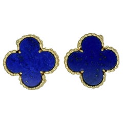 VAN CLEEF & ARPELS Vintage Alhambra Lapis Lazuli Yellow Gold Clip-on Earrings