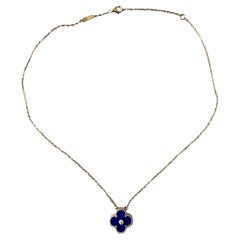Van Cleef & Arpels Vintage Alhambra Lapis Lazuli Yellow Gold Necklace Pendant