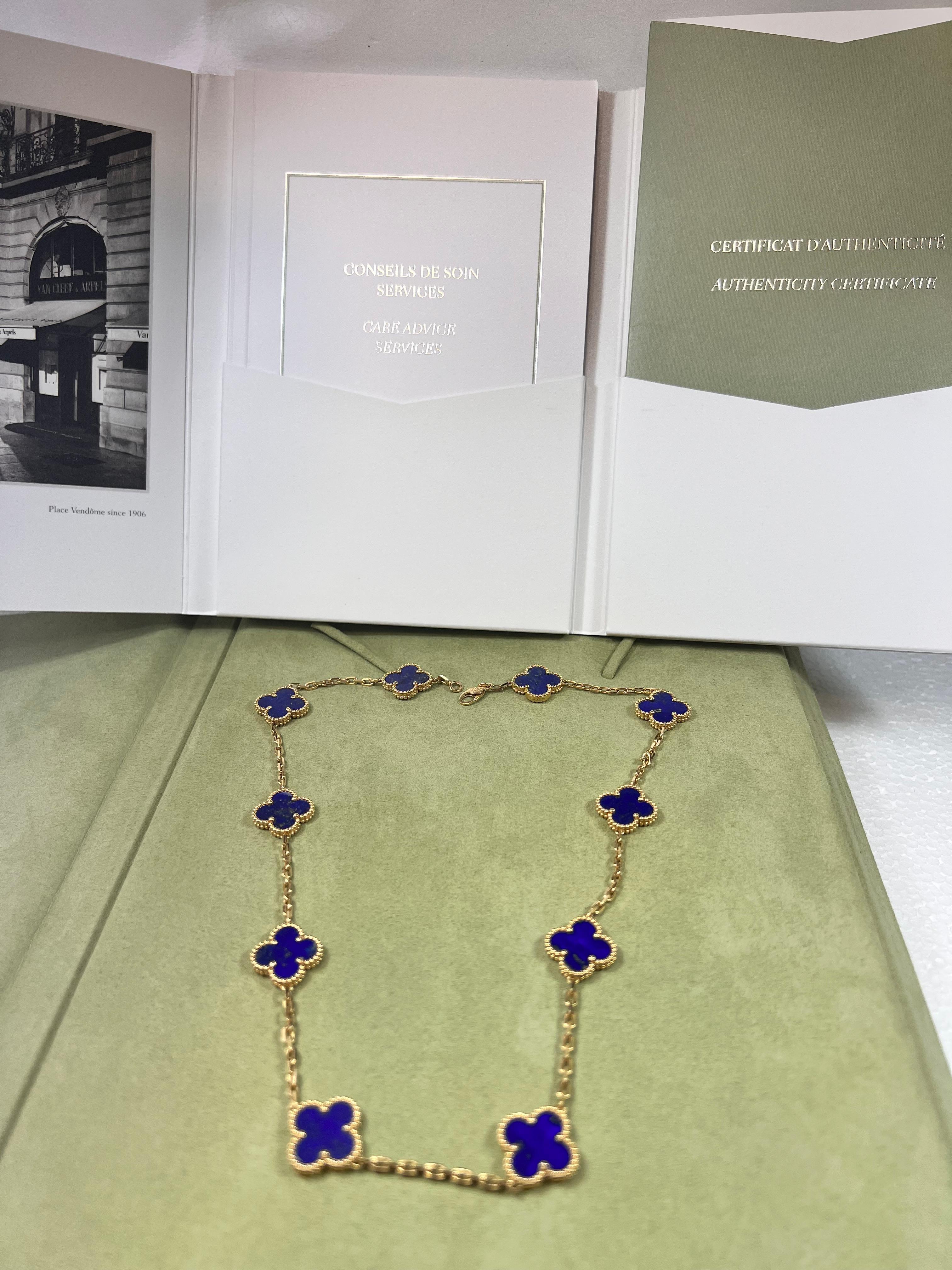 Van Cleef & Arpels Vintage Alhambra Lapislazuli and Yellow Gold Necklace 1