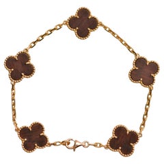 Van Cleef & Arpels Bracciale vintage Alhambra Letterwood 5 Motif in oro rosa 18 carati