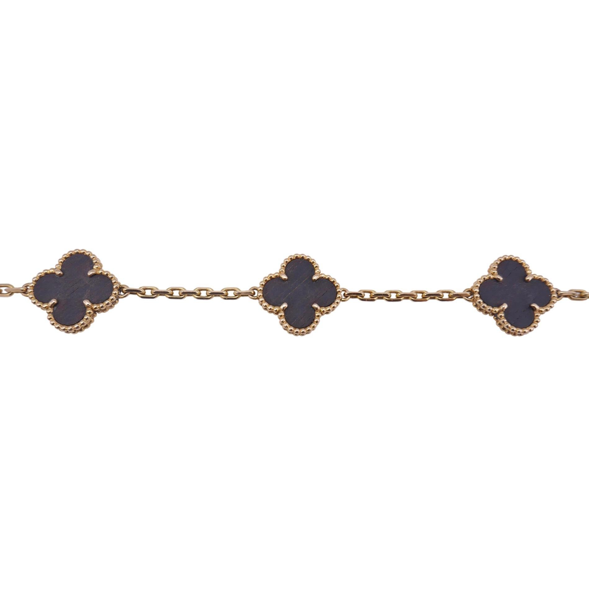 Van Cleef & Arpels Vintage Alhambra Letterwood Bracelet Five Motifs 5