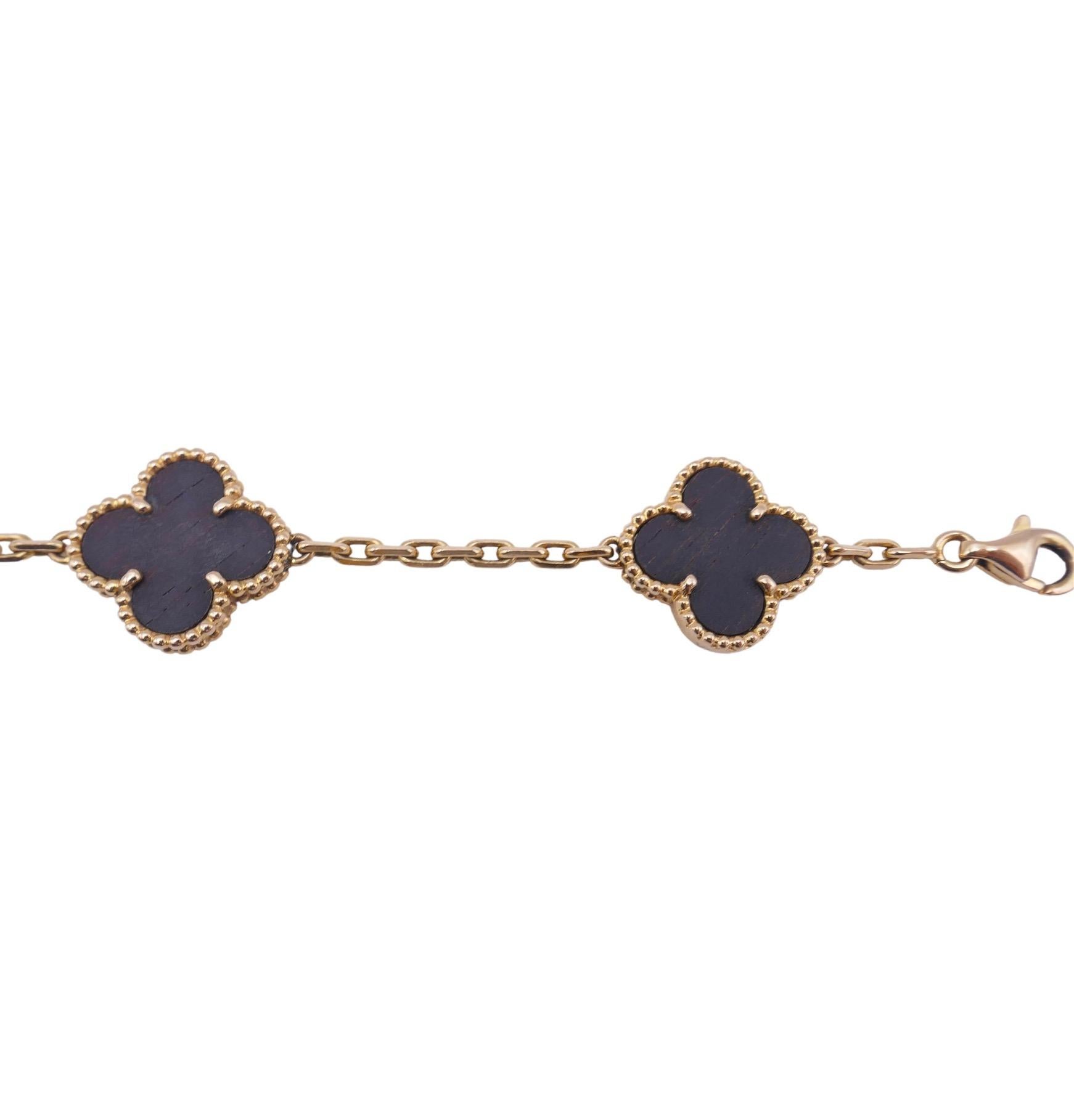 Van Cleef & Arpels Vintage Alhambra Letterwood Bracelet Five Motifs 6