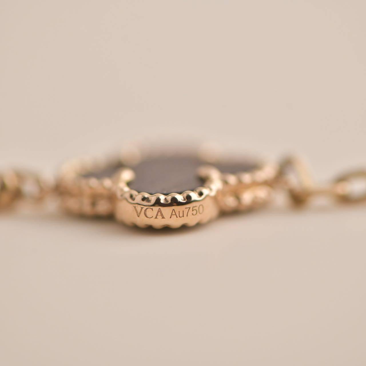 Van Cleef & Arpels Vintage Alhambra Letterwood Rose Gold Bracelet In Excellent Condition In Banbury, GB