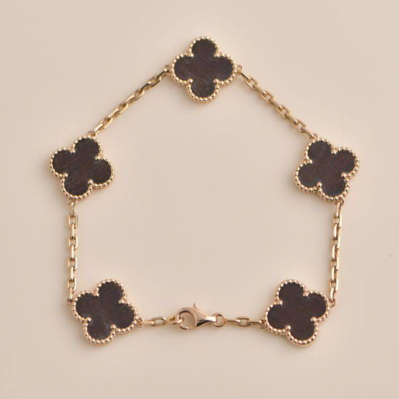 Women's or Men's Van Cleef & Arpels Vintage Alhambra Letterwood Rose Gold Bracelet