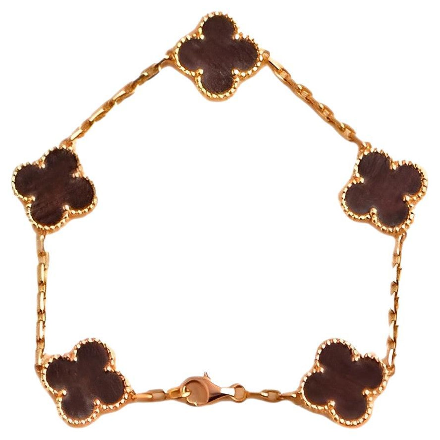 Van Cleef and Arpels Bracelet vintage Alhambra en or jaune et onyx noir En  vente sur 1stDibs