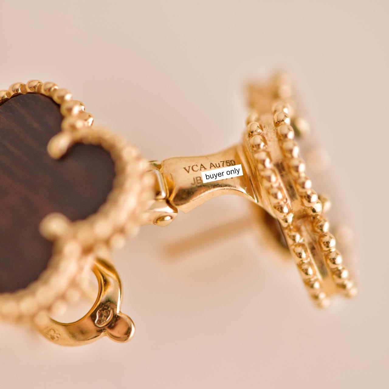 Van Cleef & Arpels Vintage Alhambra Letterwood Rose Gold Earrings 1