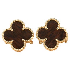Van Cleef & Arpels Vintage Alhambra Letterwood Rose Gold Earrings
