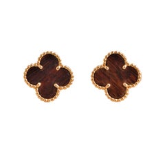 Van Cleef & Arpels Vintage Alhambra Letterwood Rose Gold Earrings