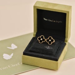 Van Cleef & Arpels Vintage Alhambra Limited Edition Diamond Onyx Earrings