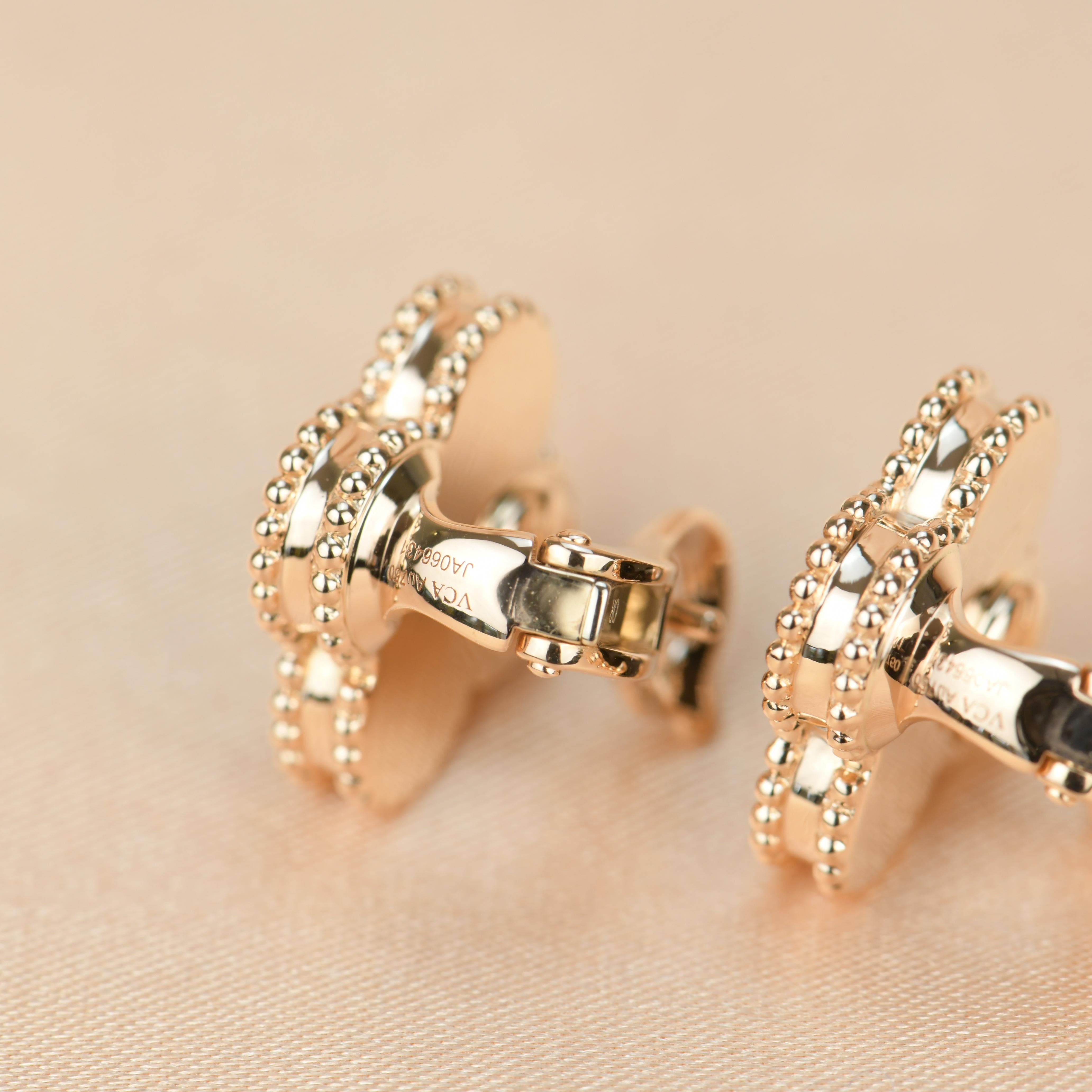 Van Cleef & Arpels Vintage Alhambra Goldohrringe, limitierte Auflage, Onyx-Diamant für Damen oder Herren