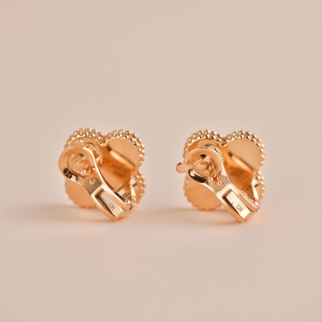Brilliant Cut Van Cleef & Arpels Vintage Alhambra Limited Edition Onyx Diamond Gold Earrings