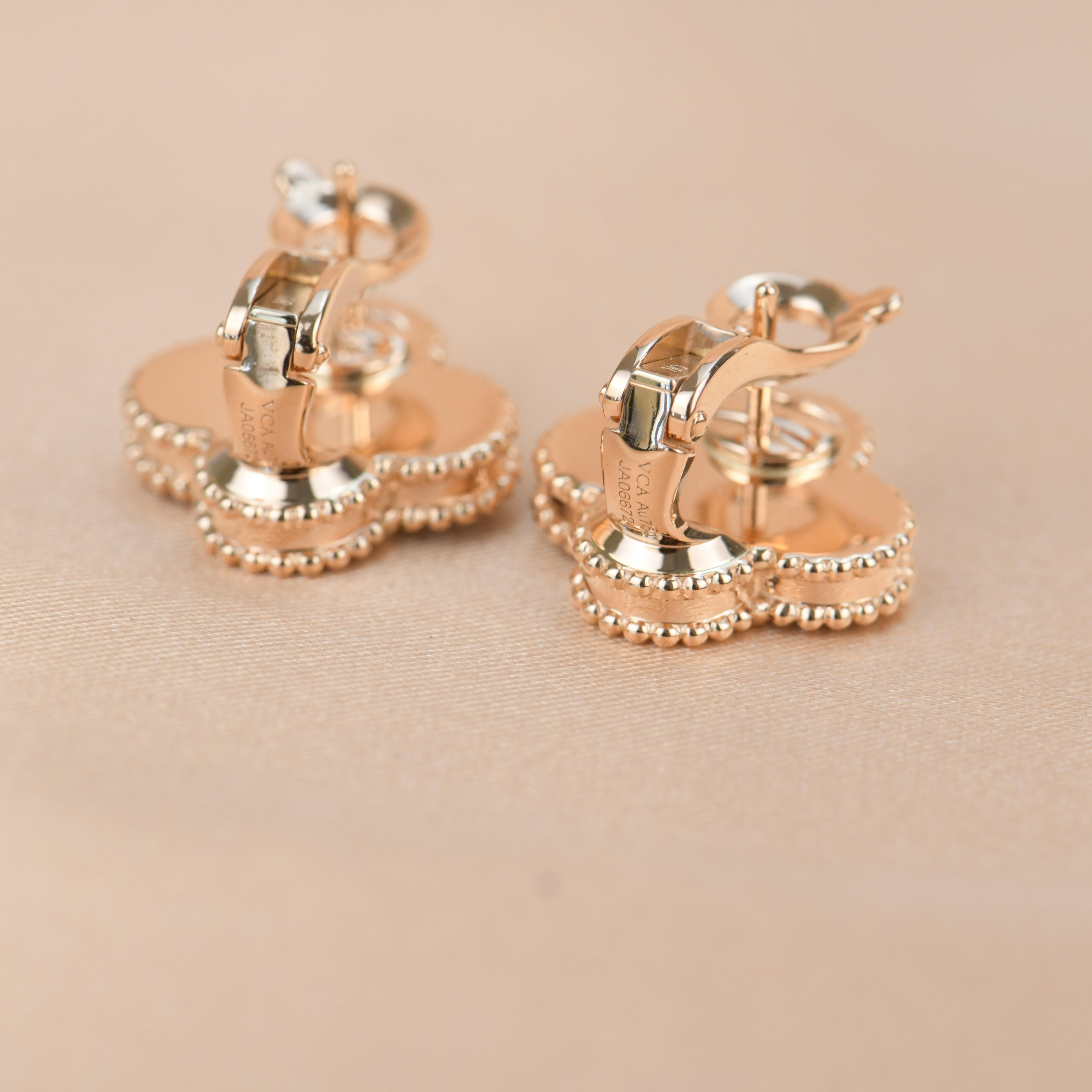 Van Cleef & Arpels Vintage Alhambra Goldohrringe, limitierte Auflage, Onyx-Diamant 5