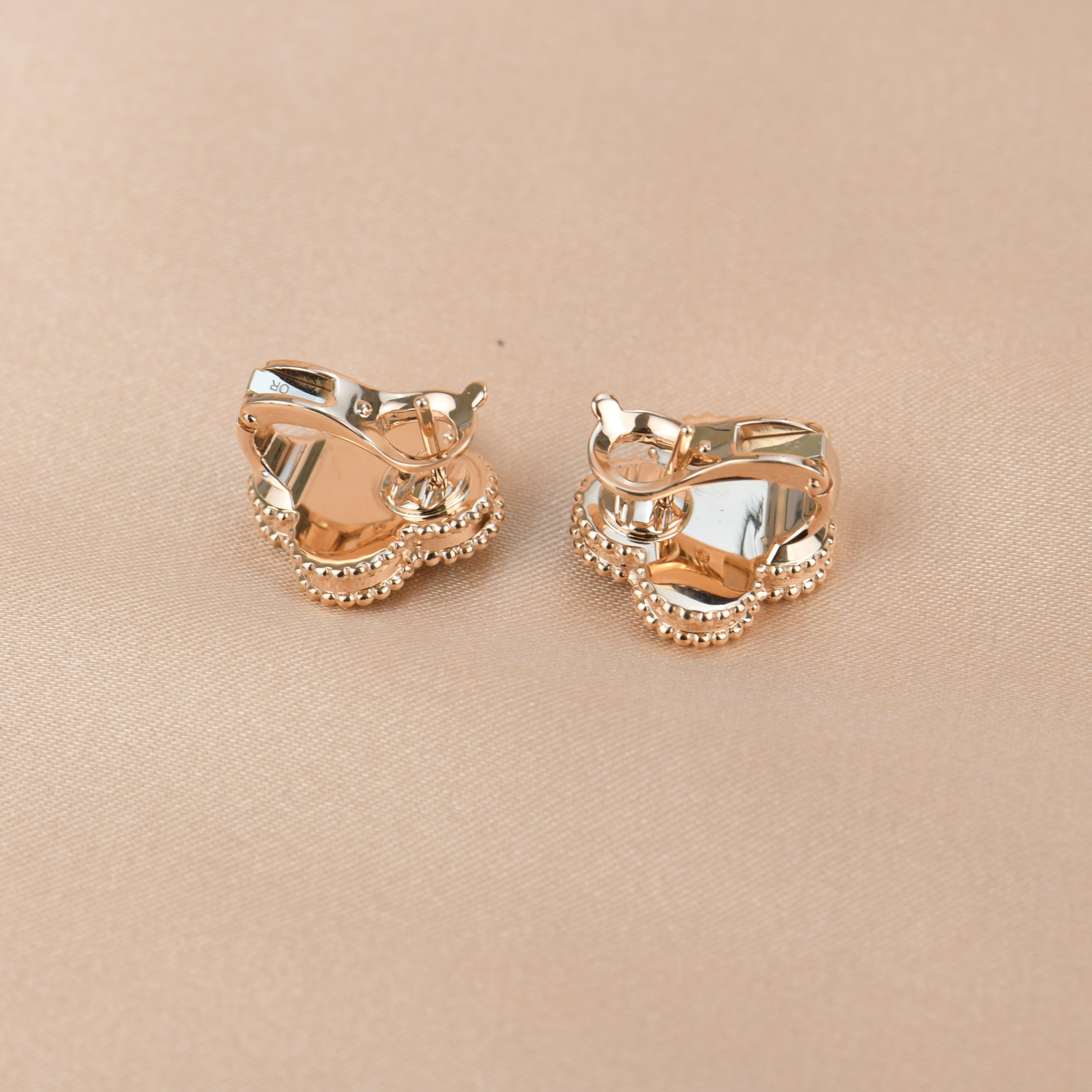 Van Cleef & Arpels Vintage Alhambra Goldohrringe, limitierte Auflage, Onyx-Diamant 6