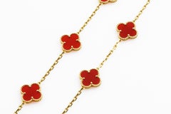 Van Cleef & Arpels Vintage Alhambra Long Motifs Yellow Gold Carnelian Necklace