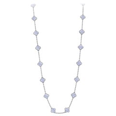 Van Cleef & Arpels Vintage Alhambra Long Necklace 20 Chalcedony Motifs 18k Gold