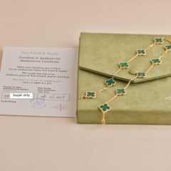 Van Cleef & Arpels Vintage Alhambra Malachite 10 Motif Gold Necklace
