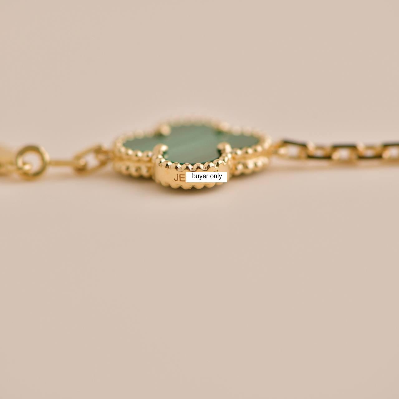 Van Cleef & Arpels Vintage Alhambra Malachite 10 Motif Gold Necklace 2