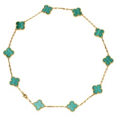 Van Cleef and Arpels Vintage Alhambra Onyx Gold 10 Motif Necklace at ...